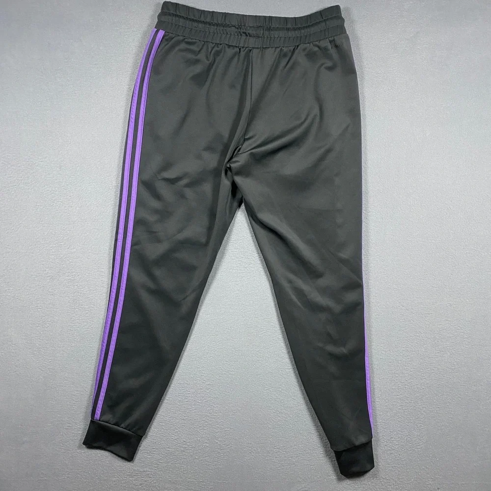 Adidas Track Pants Mens M Gray Purple Tiro 3-Stripe Joggers Athletic Tapered